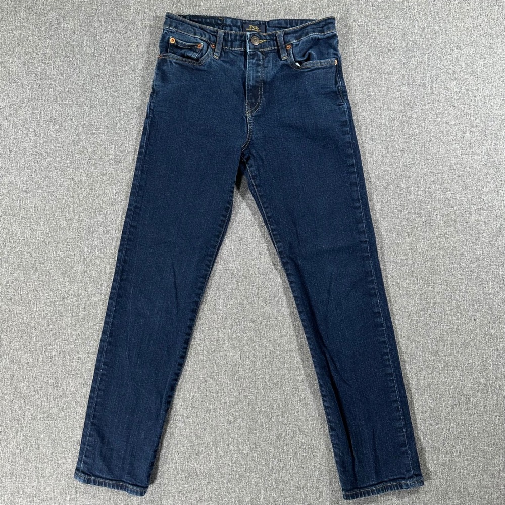 Polo Ralph Lauren Boys Dark Wash Straight Leg Denim Jeans Size 14 Blue‎ 26x26